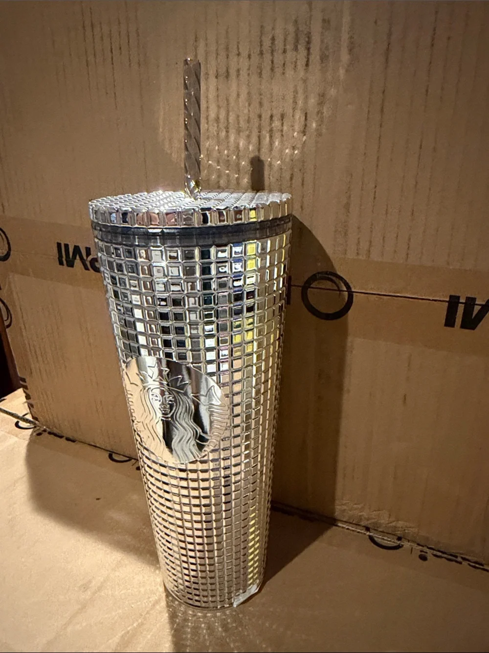 Starbucks Silver Mosaic Tumbler with Twist Straw